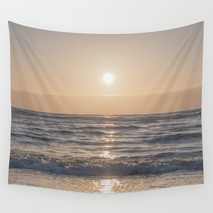 Summer sunset in Italy art print - soft dreamy blush pink beach - nature and travel photography Wall Tapestry