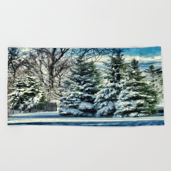 Winter In New England Beach Towel