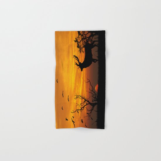 Sunset Deer Silhouette Hand & Bath Towel