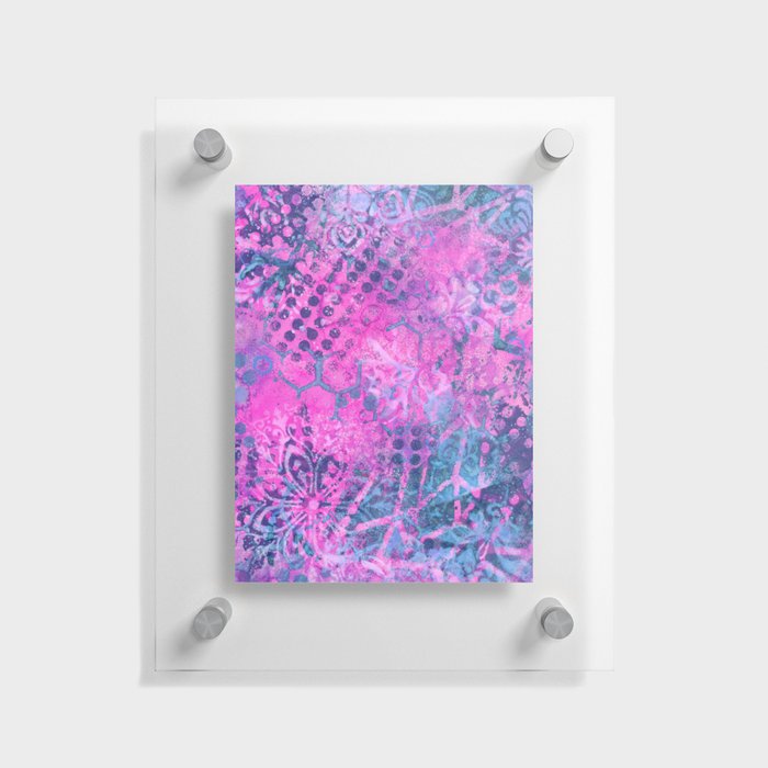 Pink and Teal Mandala Hexagon Abstract 1 Floating Acrylic Print