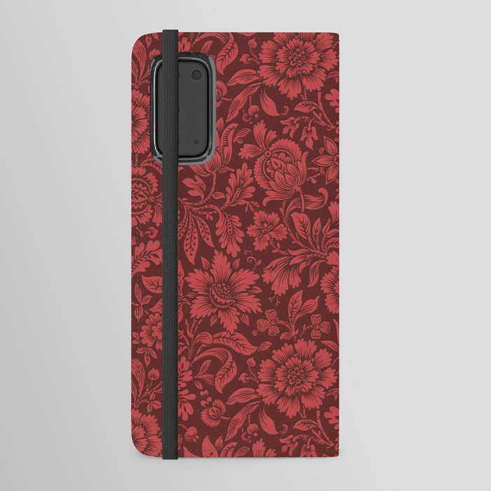 Burgundy and Red Chintz Floral Design Android Wallet Case