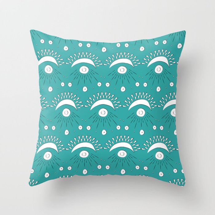 Moon and Rays Throw Pillow