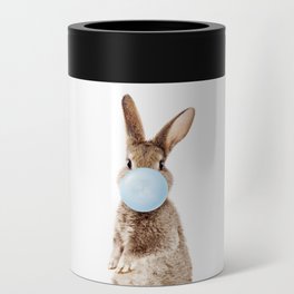 Brown Bunny Blowing Blue Bubble Gum, Kids Art, Baby Boy, Baby Animals Art Print by Synplus Can Cooler