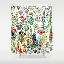 Adolphe Millot - Fleurs A - French vintage poster Shower Curtain