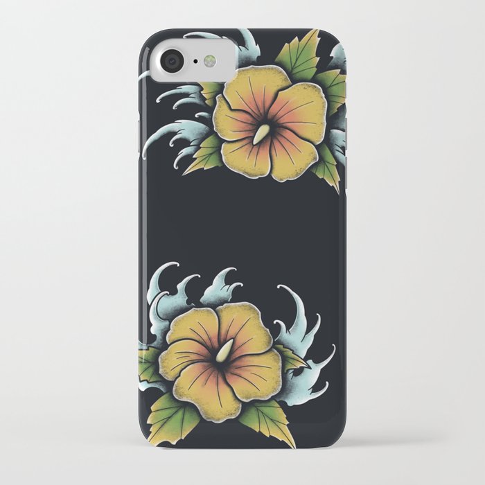 Neo Traditional Japanese Finger Wave Flower Tattoo iPhone Case