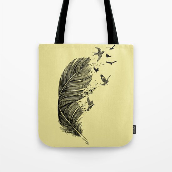 Feather Birds BW Tote Bag