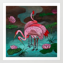 Pink Heron Art Print