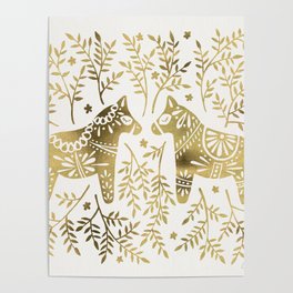 Swedish Dala Horses – Gold Palette Poster