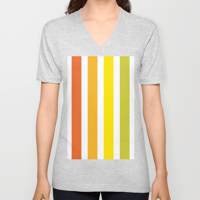 Bright stripes V Neck T Shirt