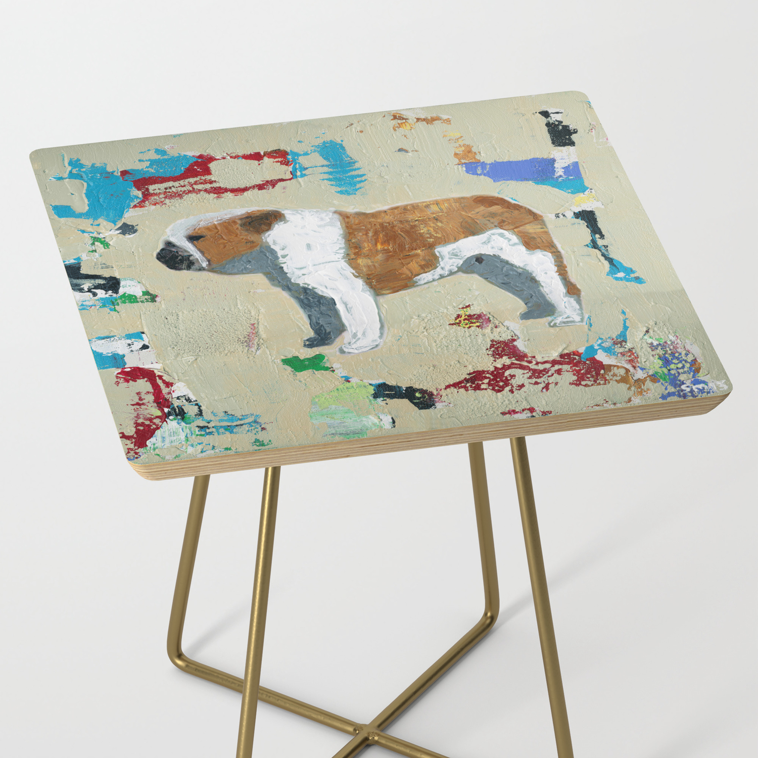 English Bulldog Abstract Art Side Table By Shawnmcnulty Society6