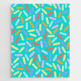 Dessert Digital Rainbow Sprinkles on Turquoise Graphic Pattern Jigsaw Puzzle