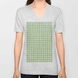 Sage Green Plaid V Neck T Shirt