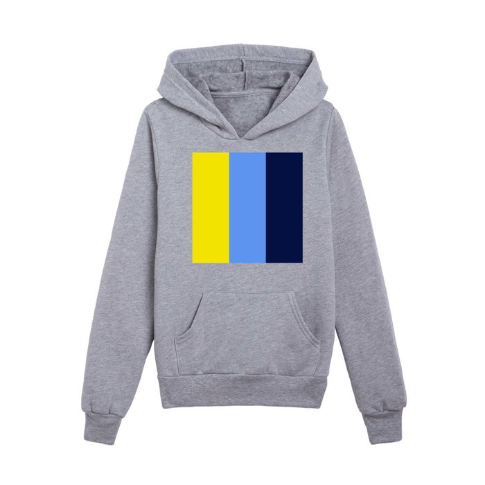 BEACH THEME TRIPLE THICK STRIPES - NAVY BLUE- BRIGHT YELLOW - BRIGHT BLUE Kids Pullover Hoodie