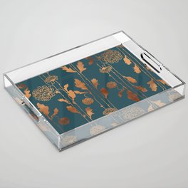 Art Deco Copper Flowers  Acrylic Tray