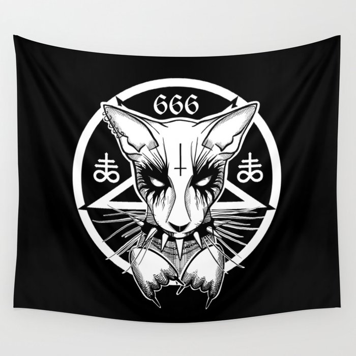 Black Metal Cat Wall Tapestry by Eve Quentin Society6