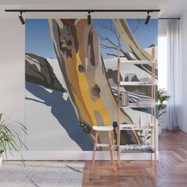 Snowy Gumtree On The Ski Slopes Wall Mural