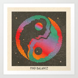 Yin And Yang, Find Balance, Psychedelic Rainbow Art Art Print
