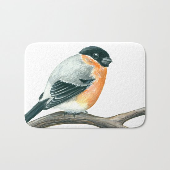 Bullfinch bird Bath Mat