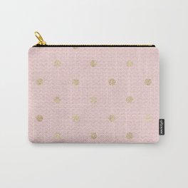 Elegant pink gold glitter geometric polka dots Carry-All Pouch