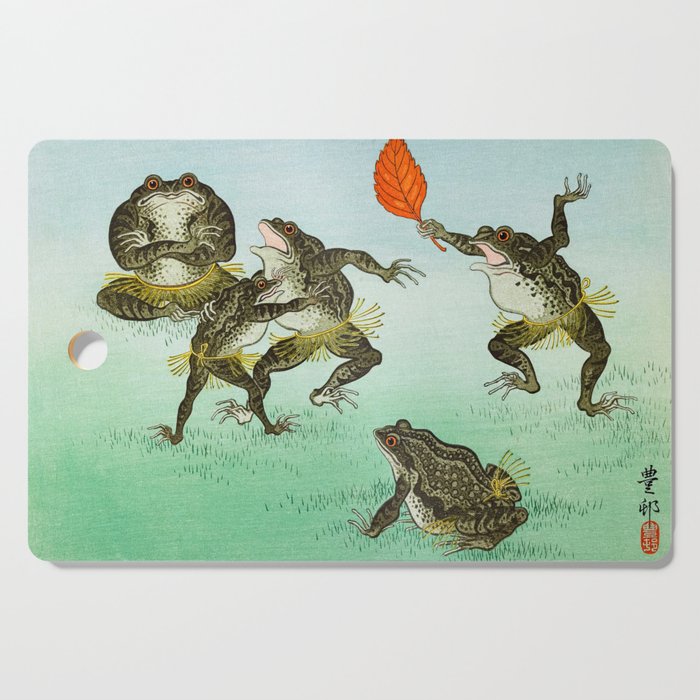 Frogs Wrestling by Ohara Koson Cutting Board