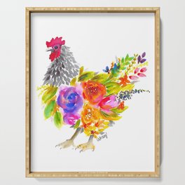 Watercolor Floral Chicken Serving Tray