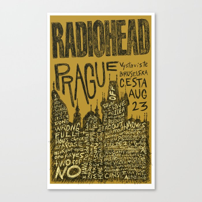 Radiohead Prague Poster  Canvas Print