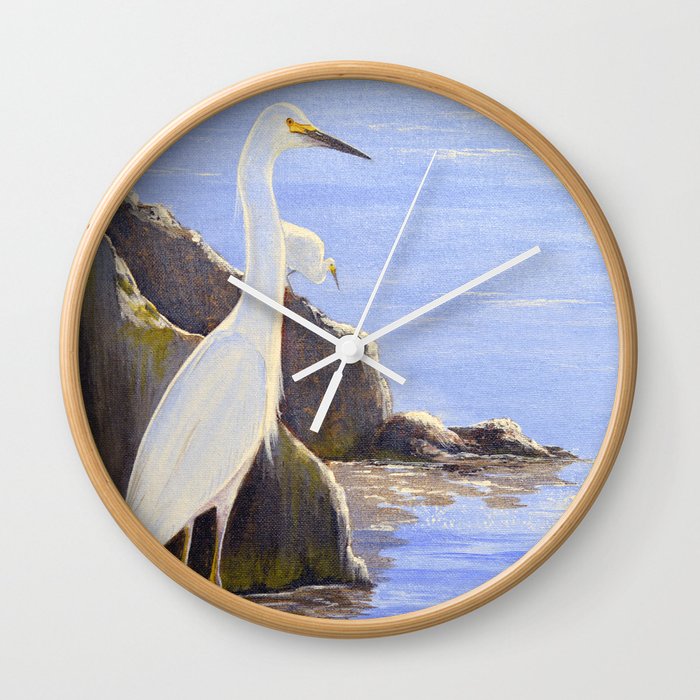 Great White Egret Wall Clock