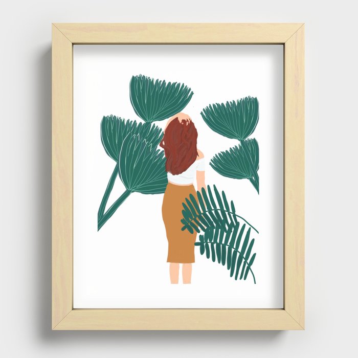 Girl in the Jungle - Plant Lover Decor Recessed Framed Print