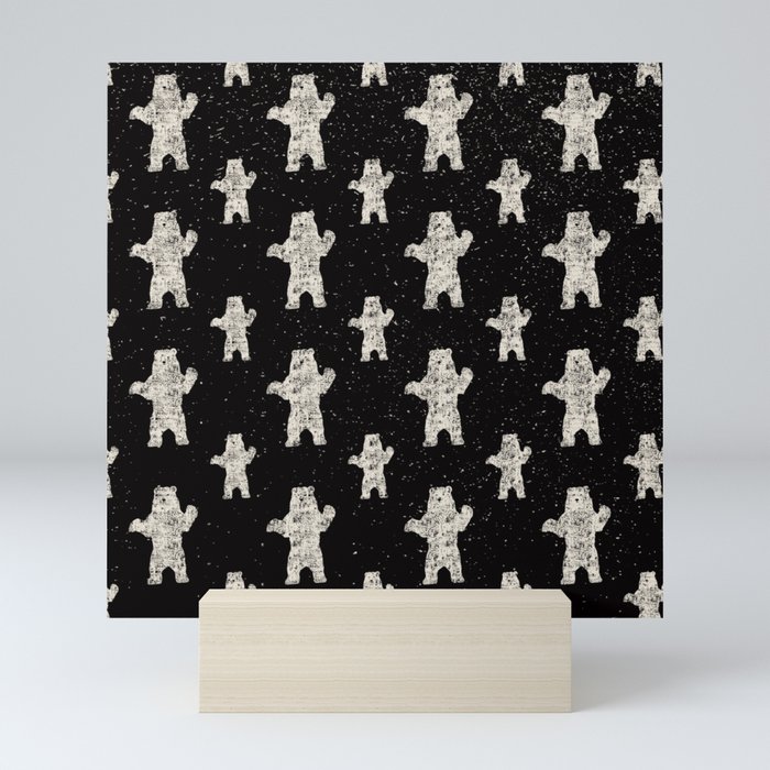 Polar Bear in Winter Snow on Black - Wild Animals - Mix & Match with Simplicity of Life Mini Art Print