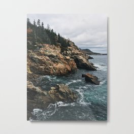 Coastal Acadia Metal Print | Pinetrees, Nature, Acadia, Ocean, Outdoors, Storm, Photo, Digital, Maine, Cliffs 