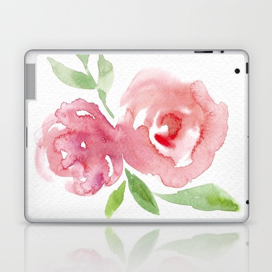 Pink Rose Watercolor Laptop & iPad Skin