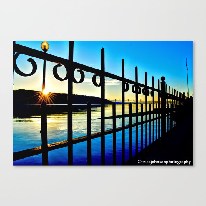 Sunrise Through The Fence Canvas Print