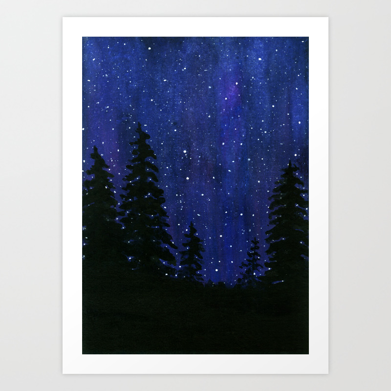 Twinkle Twinkle Stars Night Sky Painting Art Print By Itaya