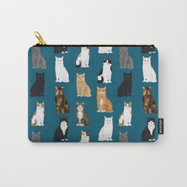 Cat breeds pattern kitty kittens cats tabby siamese white tortoiseshell Carry-All Pouch