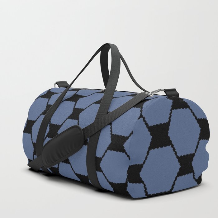 Blue hexagon geometric retro pattern Duffle Bag