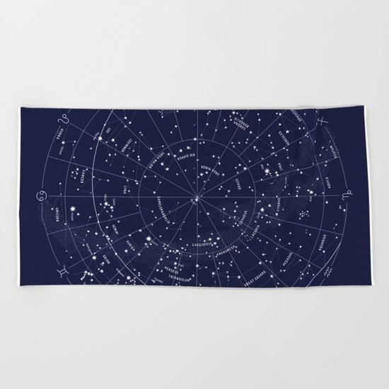 Constellation Map Indigo Beach Towel