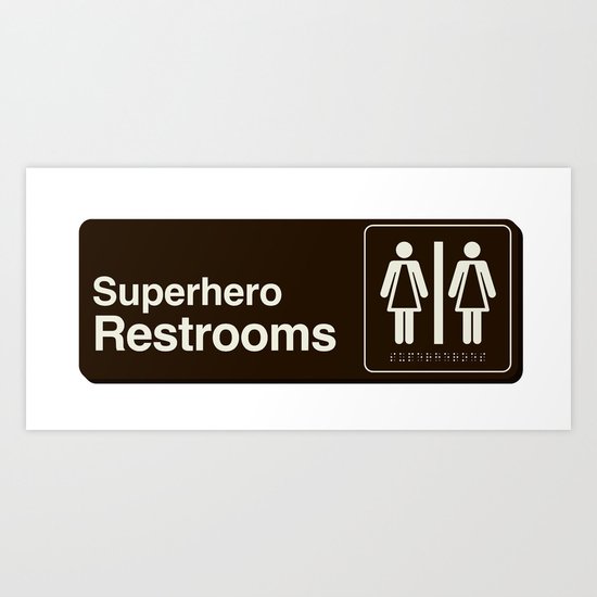 Superhero Restroom Sign Art Print