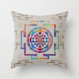 Sri Yantra  / Sri Chakra in color on canvas Throw Pillow