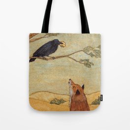 Fox and Crow, Aesop's Fable Illustration in the style of Arthur Rackham and Howard Pyle Tote Bag