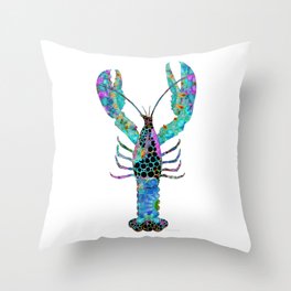 Fun Mandala Lobster Art - Colorful Beach Decor - Sharon Cummings Throw Pillow