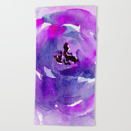 Purple pink flower Beach Towel
