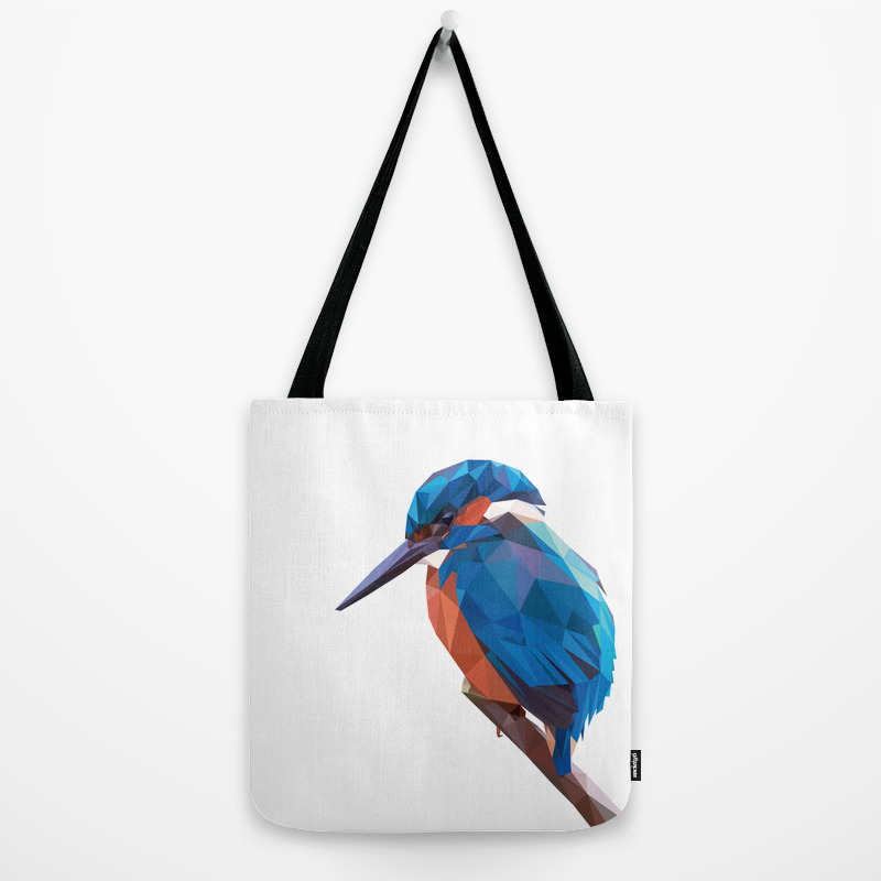 Kingfisher Low Poly Digital Art Tote Bag