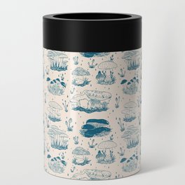 Mushroom Toile in Blue Can Cooler