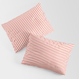 [ Thumbnail: White and Red Colored Striped Pattern Pillow Sham ]