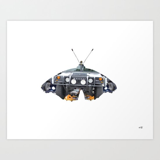 Butterfly Hummer Collage Art Print