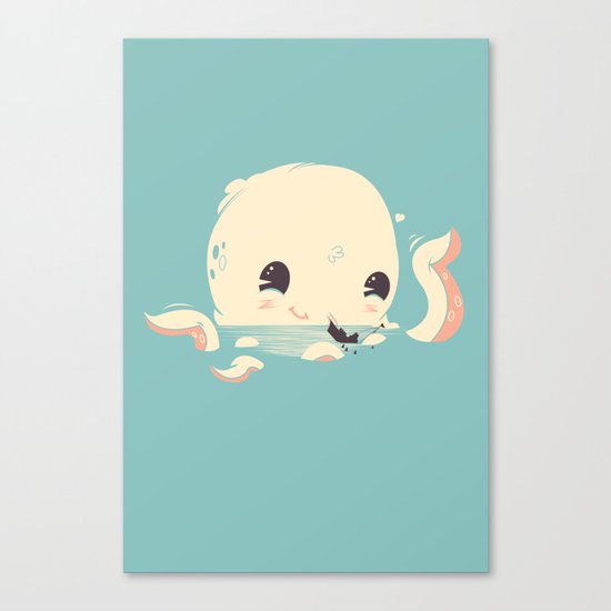 Adorable Octopus Battle Canvas Print