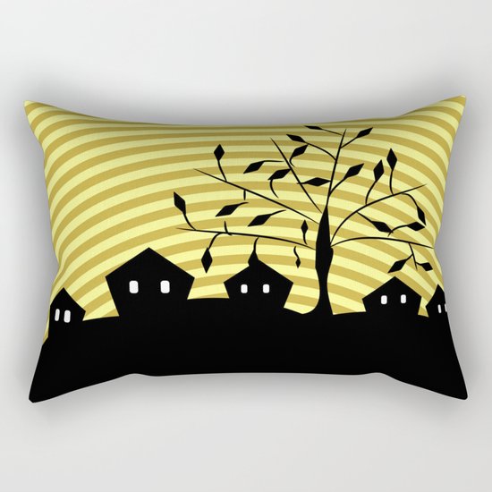 Quiet village at night Rectangular Pillow