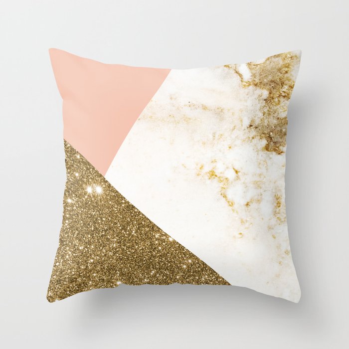 Gold marble collage Throw Pillow