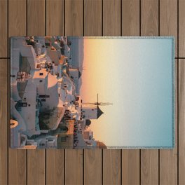 Sunset over Iconic Oia, Santorini, Greece | Populair Travel Destinations & Idyllic Images | Travel Photography in South Europe Outdoor Rug