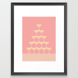 Pink Champagne Tower Framed Art Print | Newyears, Bottle, Merlot, Gin, Alcohol, Wine, Celebration, Illustration, Vodka, Graphicdesign 